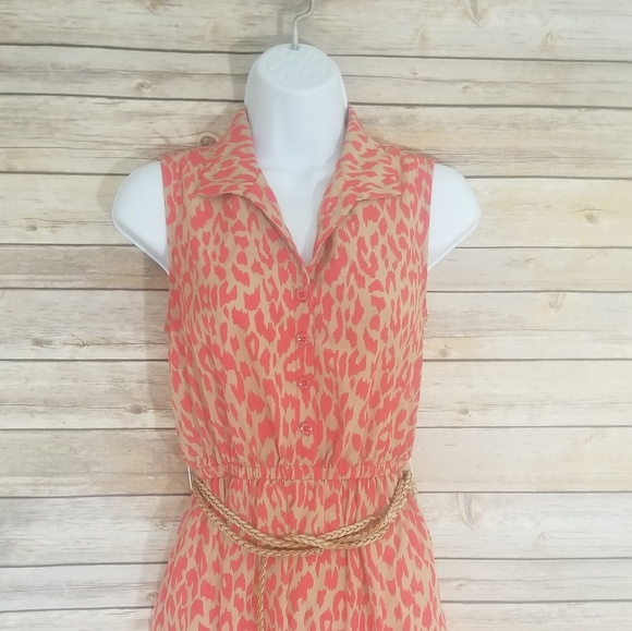 Old Navy Cheetah Dress orange and tan with belt - Picture 3 of 7